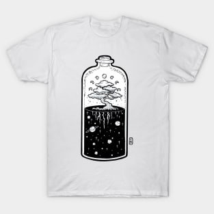 Space Grown Bonsai Bottle Illustration T-Shirt